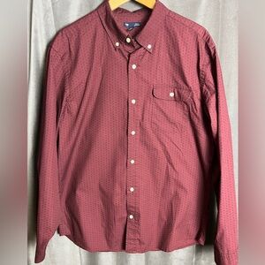 GAP Men's Slim Fit Burgundy Button-Down Shirt